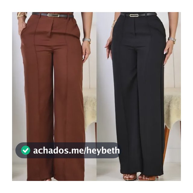 Kit 2 Calça Pantalona Feminina Alfaiataria Elegante C/ Cinto
