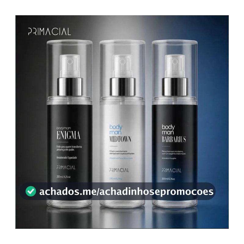 Kit Body Splash Masculino Barbarius + Enigma + Midtown 200ml