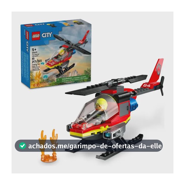 Lego City 60411 Helicóptero Dos Bombeiros Com 85 Peças