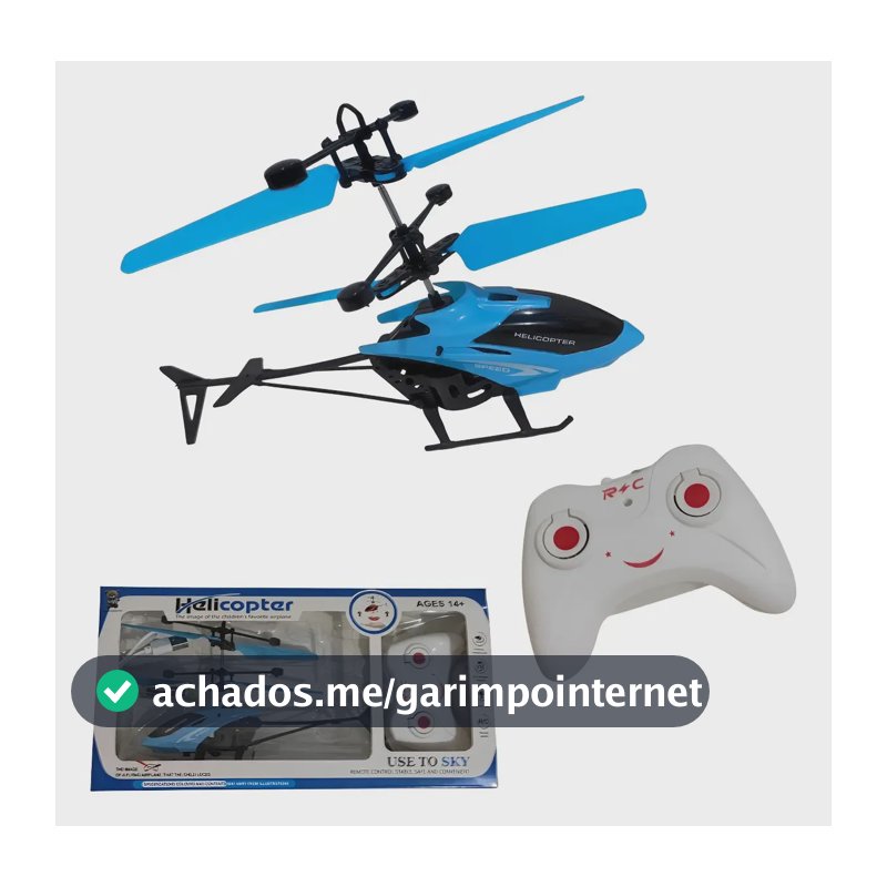 Helicóptero Brinquedo Controle Remoto Recarregável Infantil Cor Azul Personagem Helicóptero Controle Remoto