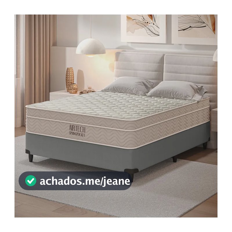 Cama Box Casal Ortobom Airtech M. Ensac (138x188x65) Bege/cz Cinza
