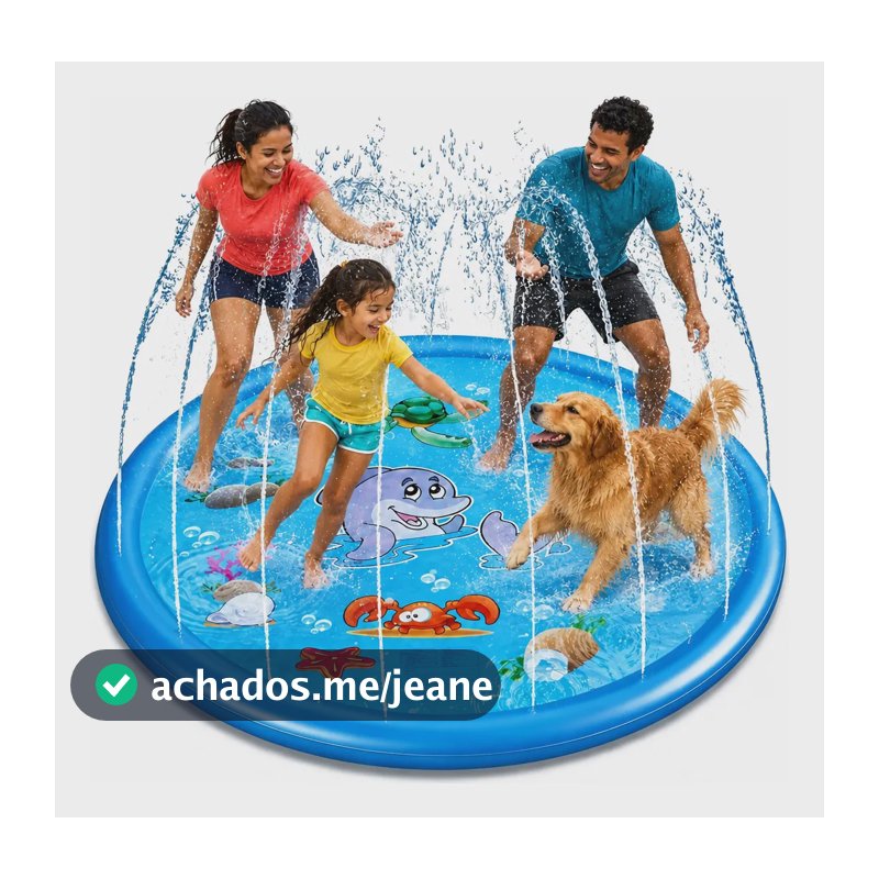 Piscina Chafariz Infantil Tapete Água Crianças Pet Animais Azul