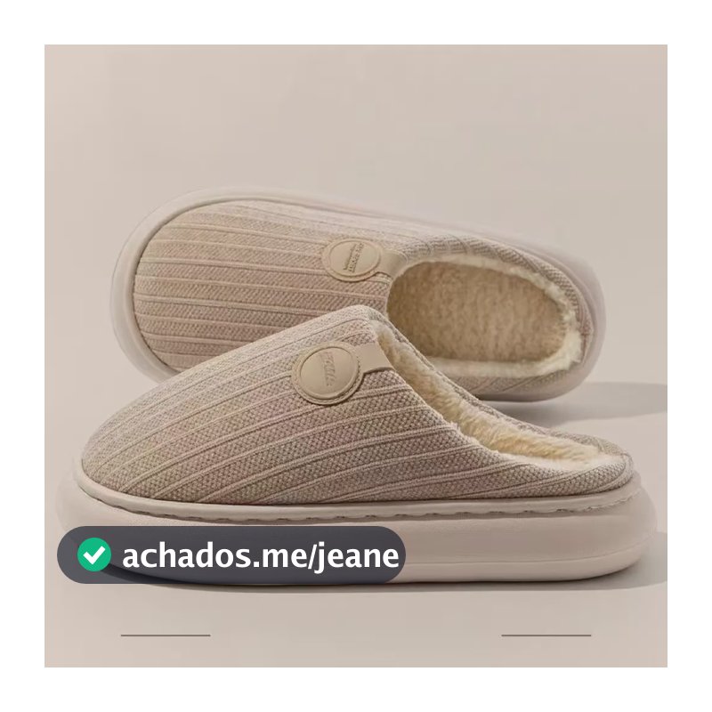 Pantufa Unissex Inverno Sola Grossa Antiderrapante Conforto Cáqui 38-39