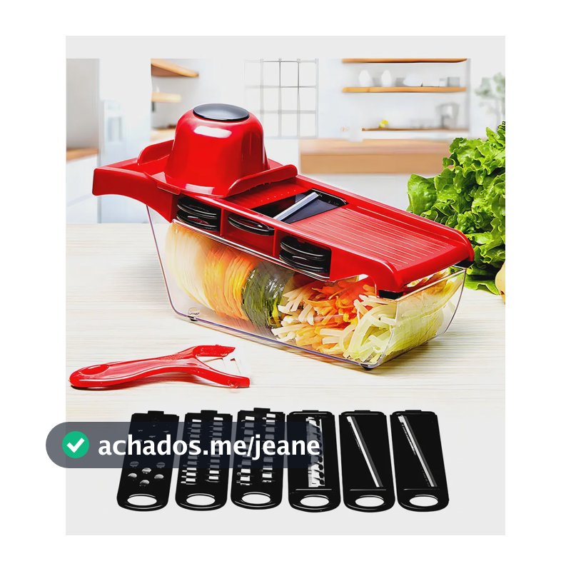 Cortador Fatiador Ralador De Legumes Mandoline Com Lâminas E Recipiente 6 Em 1