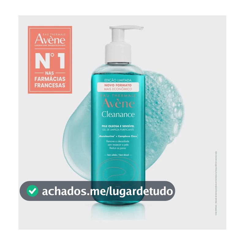 Gel de Limpeza Facial Purificante Avène Cleanance Pele Oleosa e Sensível 400g