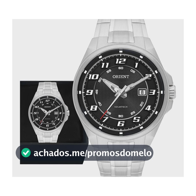Relógio Masculino Orient Analógico Prata Prova D'água Luxo Prata Preto