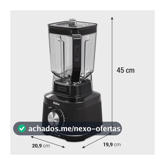 Liquidificador Philco 1500W 3,1L 12 Velocidades com 6 Lâminas PLQ15A