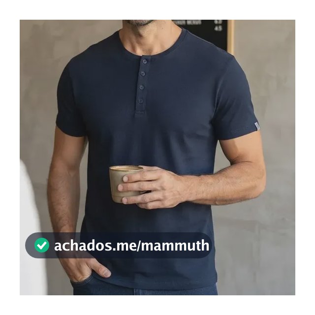 Camiseta Henley Masculina Slim Fit Algodão Manga Curta