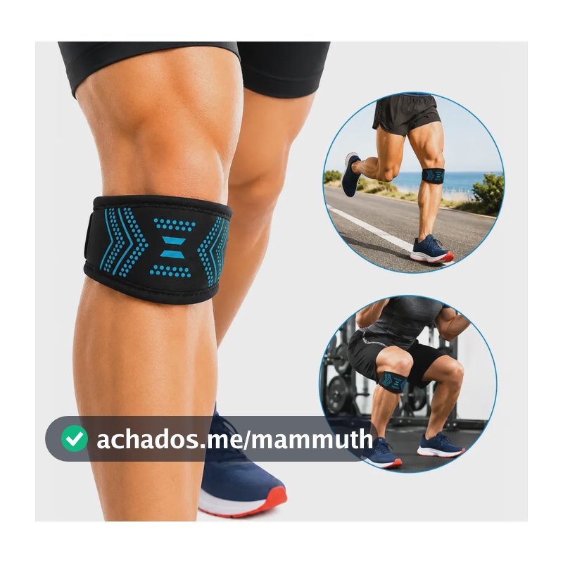 Joelheira Compressão Faixa Patelar Esporte Academia Corrida Faixa Preto Azul - Joelheira Único
