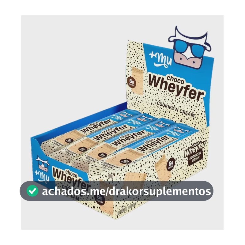 Whey protein +Mu Chocowheyfer Cookies em barra de cereais sabor Biscoitos x 25g 12 un