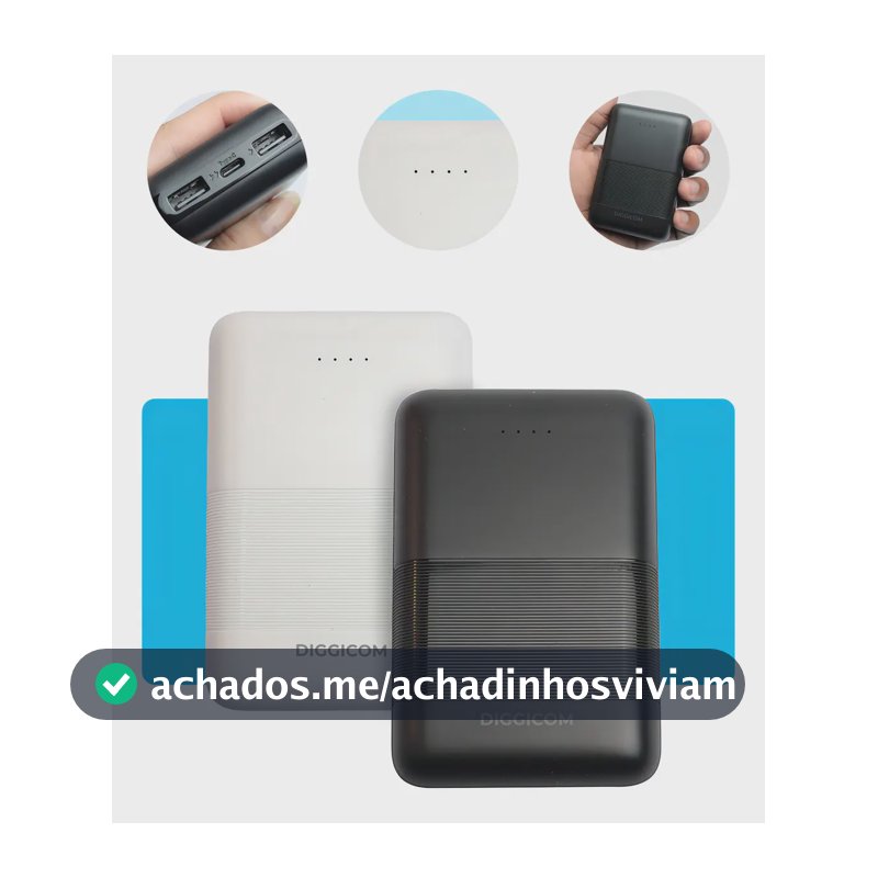 Carregador Portátil Power Bank 10.000 Mah Rápido Usb Turbo Universal Cor Sortida Diggicom
