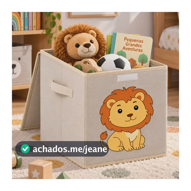 Caixa Organizadora Infantil Brinquedos Cesto Tampa Baú Oky's Leão