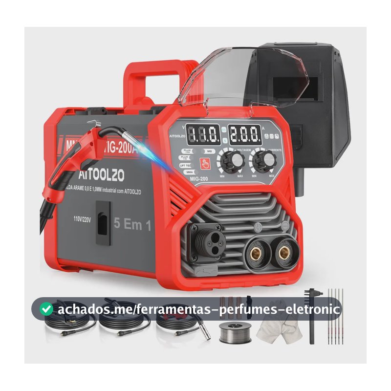 Máquina De Solda Inversora Aitoolzo Mig/mag/tig/mma Bivolt Vermelho