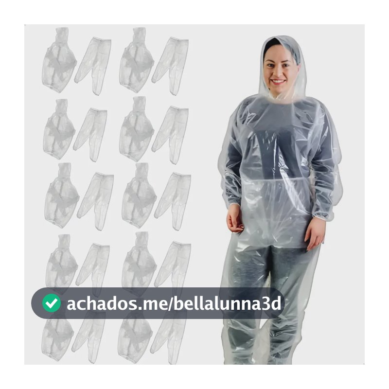 Kit 10 Conjunto Capa De Chuva Calça Capuz Elástico Revenda Transparente Único