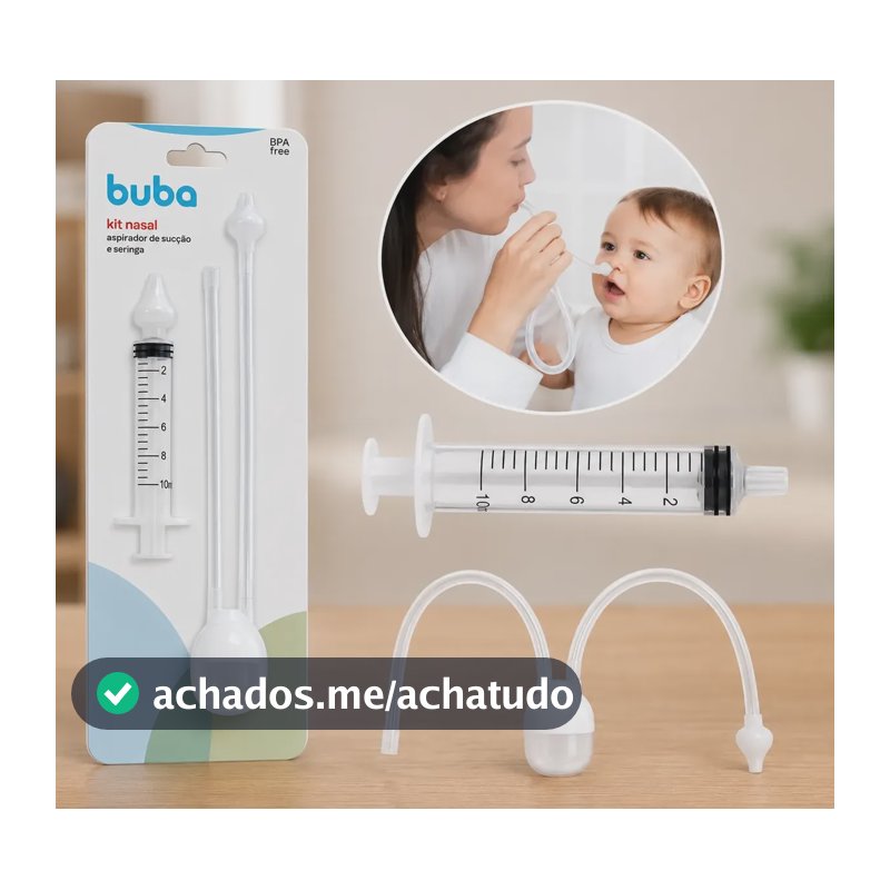 Buba Kit Aspirador Nasal De Sucção E Seringa Lavador Nasal Transparente