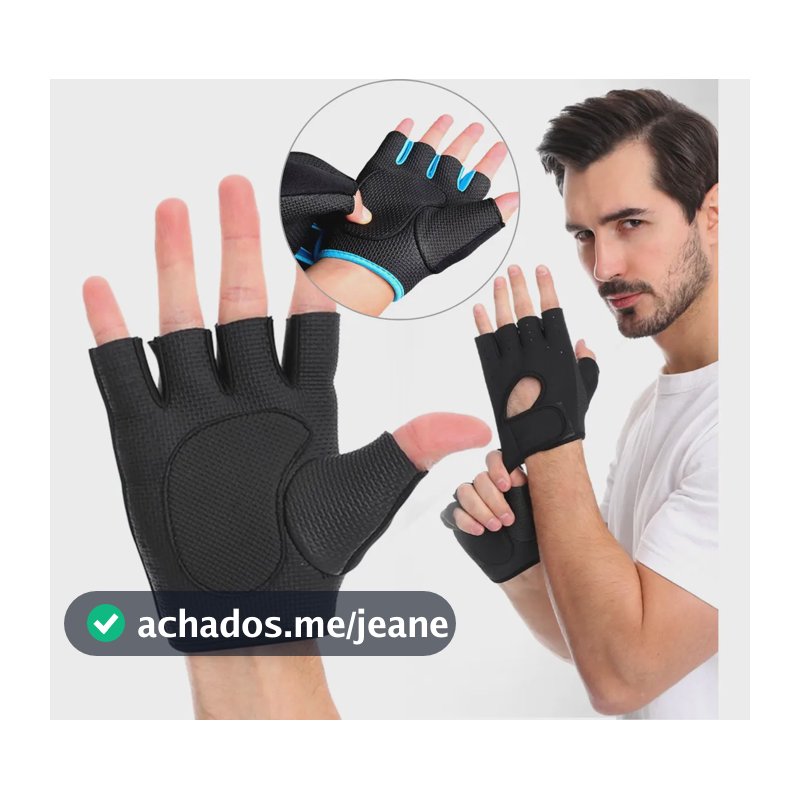 Luva Academia Halteres Neoprene Musculação Esporte Cross Fit Cor Preta