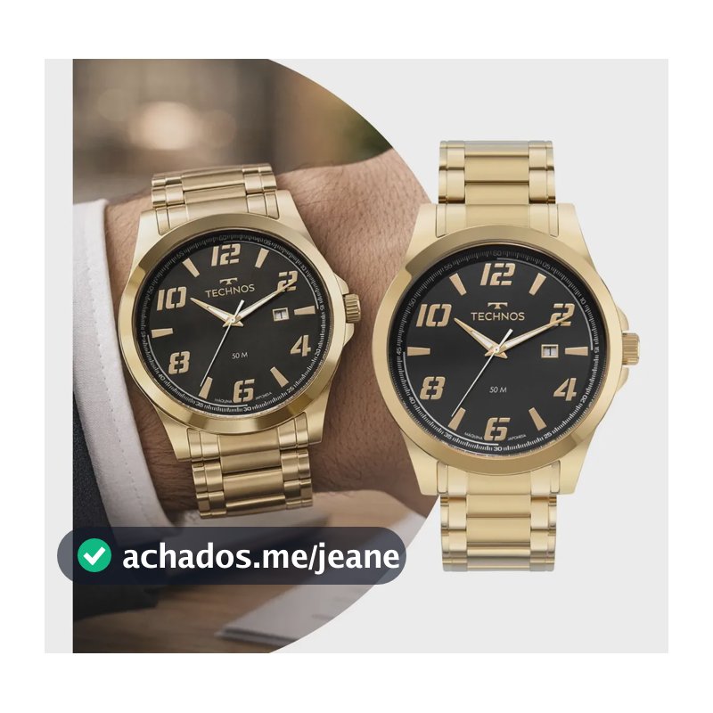 Relógio Technos Masculino Racer Dourado - 2115uah/1p Bisel Preto