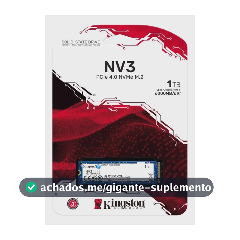 SSD Kingston NV3 1TB M.2 2280 PCIe 4.0 NVMe 6000 MB/s