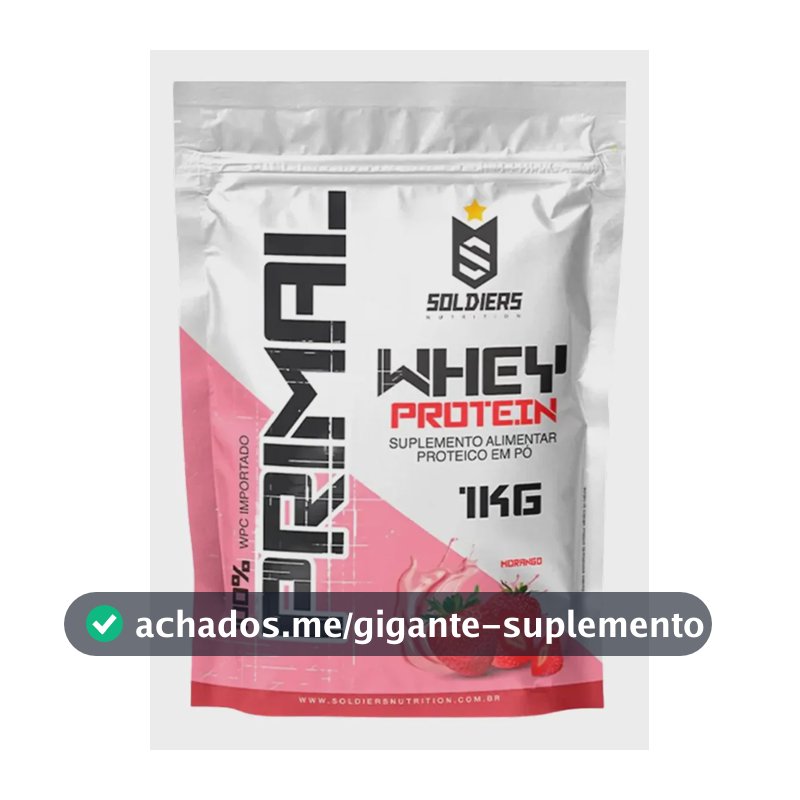 Whey Protein Primal 1kg Sabor Morango Soldiers Nutrition Pós Treino Recuperação Suplemento Proteína