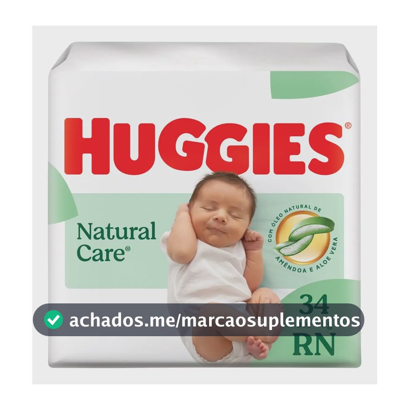 Huggies Fralda Descartável Premium Natural Care RN 34 Unidades