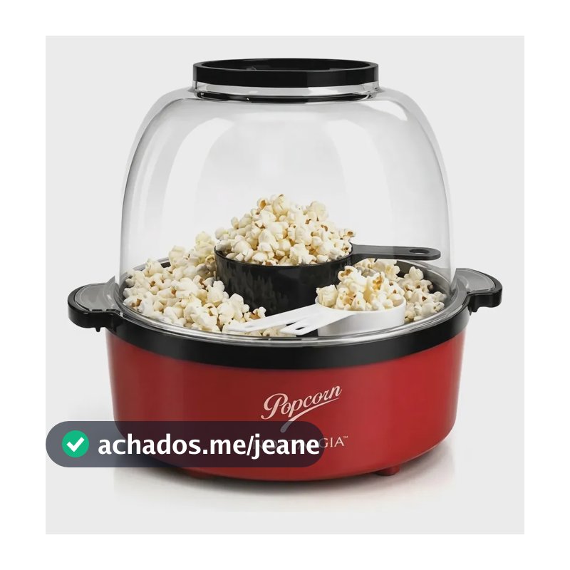 Pipoqueira Elétrica Popcorn Nostalgia 6l Com Tampa Transpare Vermelho 127v
