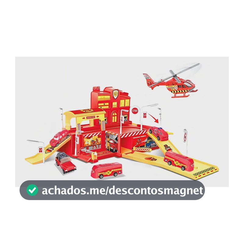 Pista de Carrinhos Infantil Bombeiro com 5 Veículos e Acessórios Maxi Toys
