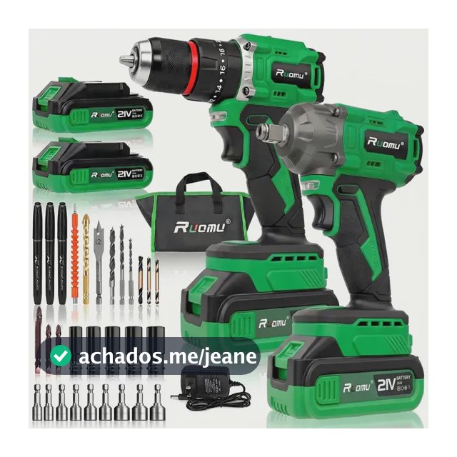 Kit Chave De Impacto + Furadeira Parafusadeira Brushless 21v 2 Baterias