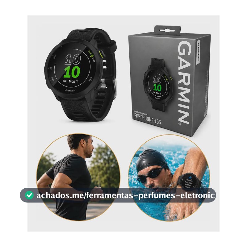 Relógio Garmin Forerunner 55 Monitor Cardíaco Gps 42mm Preto Preto