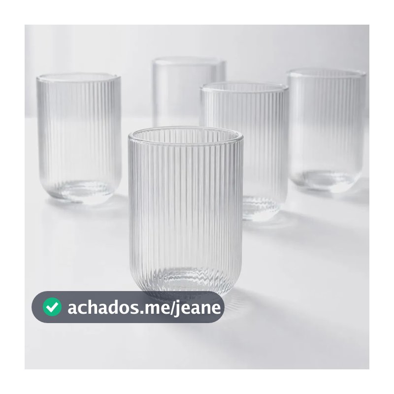 Jogo 6 Copos Vidro Canelado Resistente Água Suco 420ml Transparente /translúcido