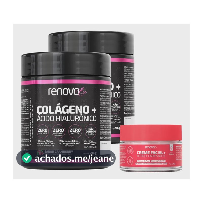 Acido hialuronico Haplex Plus Renova Be Beleza da Pele em pó sabor Oxicoco x 216g 2 un