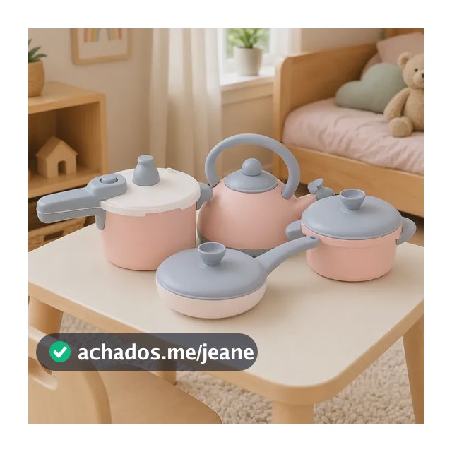 Kit Panelinhas Infantil Cozinha Brinquedo Rosa Pastel 4 Pçs Rosa
