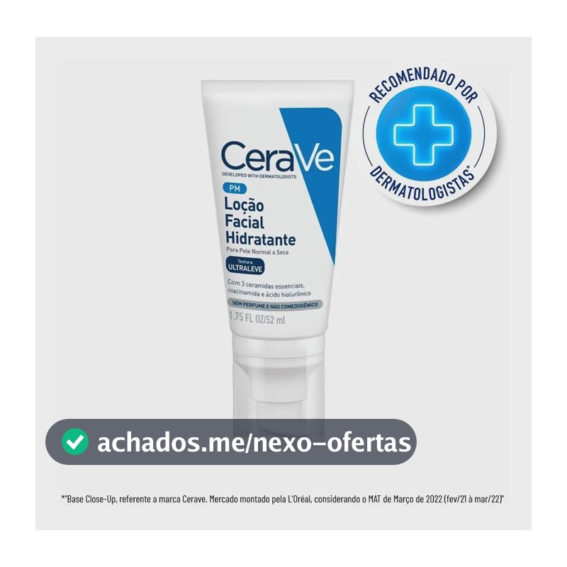 Loção Facial Hidratante Ultraleve Sem Perfume 52ml Cerave  Normal Ou Seca