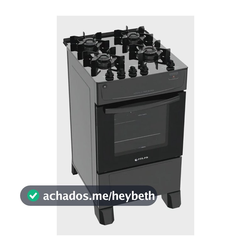 Fogão 4 Bocas Atlas Mônaco Top Glass com Mesa de Vidro e Acendimento Automático Preto Bivolt