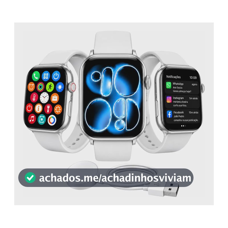 Relógio Smartwatch Pro Série 11 Tela 2.01 Gps Nfc Bluetooth Prata Serie 11 Pro