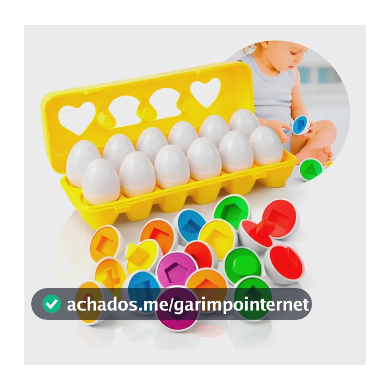 Brinquedo Educativo Ovos Encaixe Formas Geométricas Infantil Amarelo