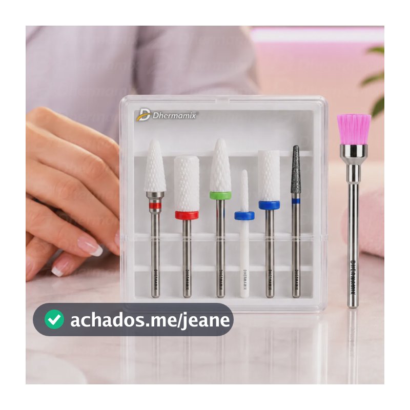 5 Broca Cerâmica + 720 Profissional Unha Gel Fibra Acrigel Branco