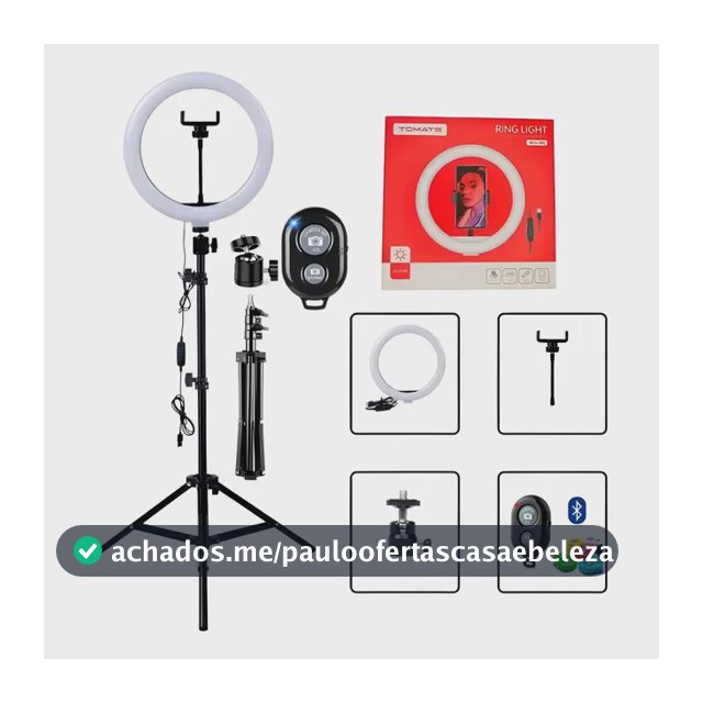Ring Light Led Iluminador 26cm+tripé 2.1m Ringlinght Luz Led Bivolt Preto Ringlinght Profissional