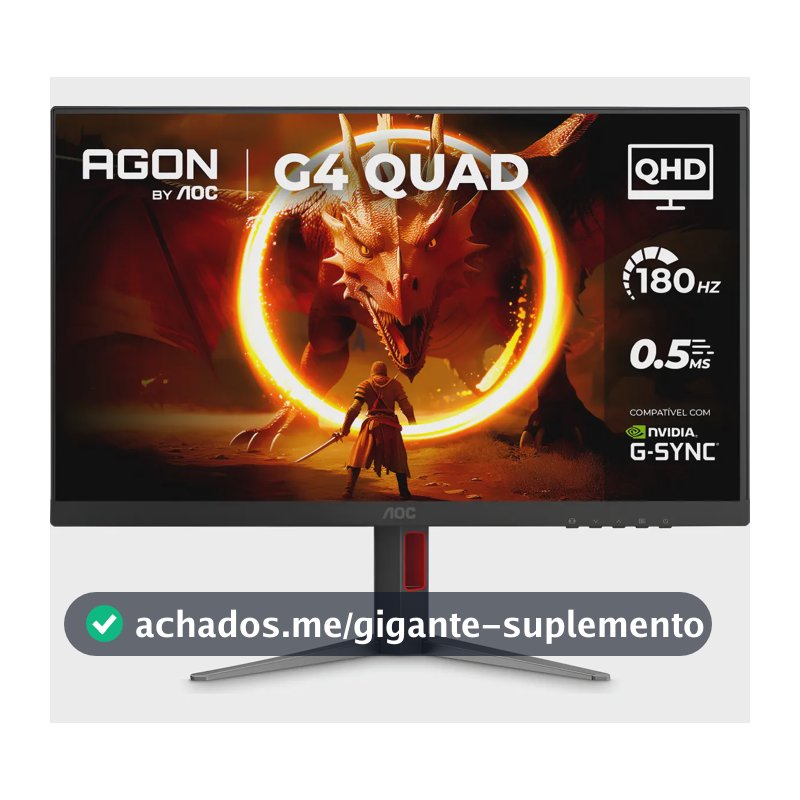 Monitor Gamer Aoc Agon Quad 27'' 180hz Base Ajustável Q27g4f Preto 127/220v