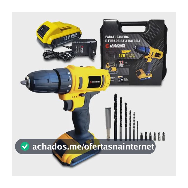 Parafusadeira Furadeira Bateria 12v Bivolt Pfy-12 Yamasaki Amarelo 127/220v