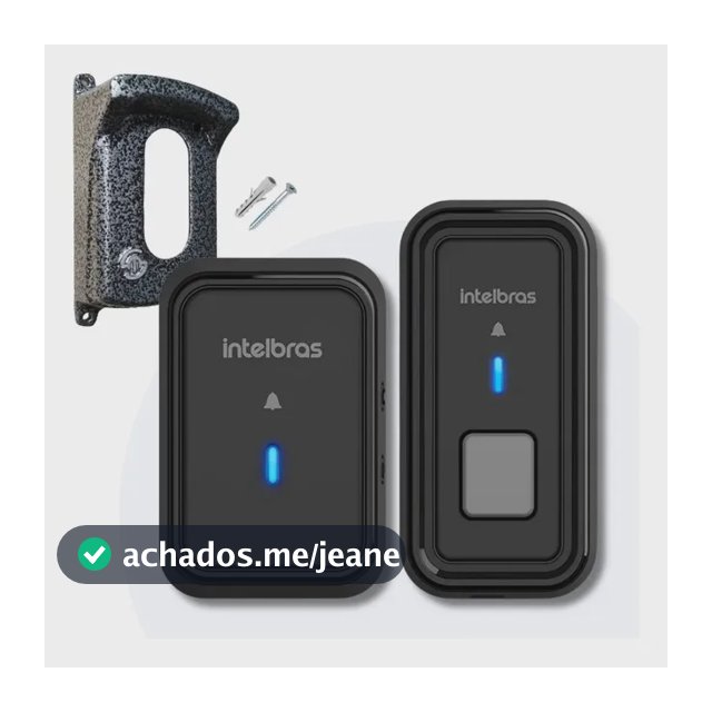 Kit Campainha Sem Fio Cib 101 Preta Intelbras Com Protetor