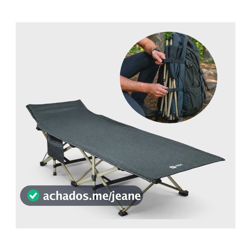 Cama Dobrável Camping Dream Ntk Aço 190x70cm Suporta 120kg Cinza-escuro