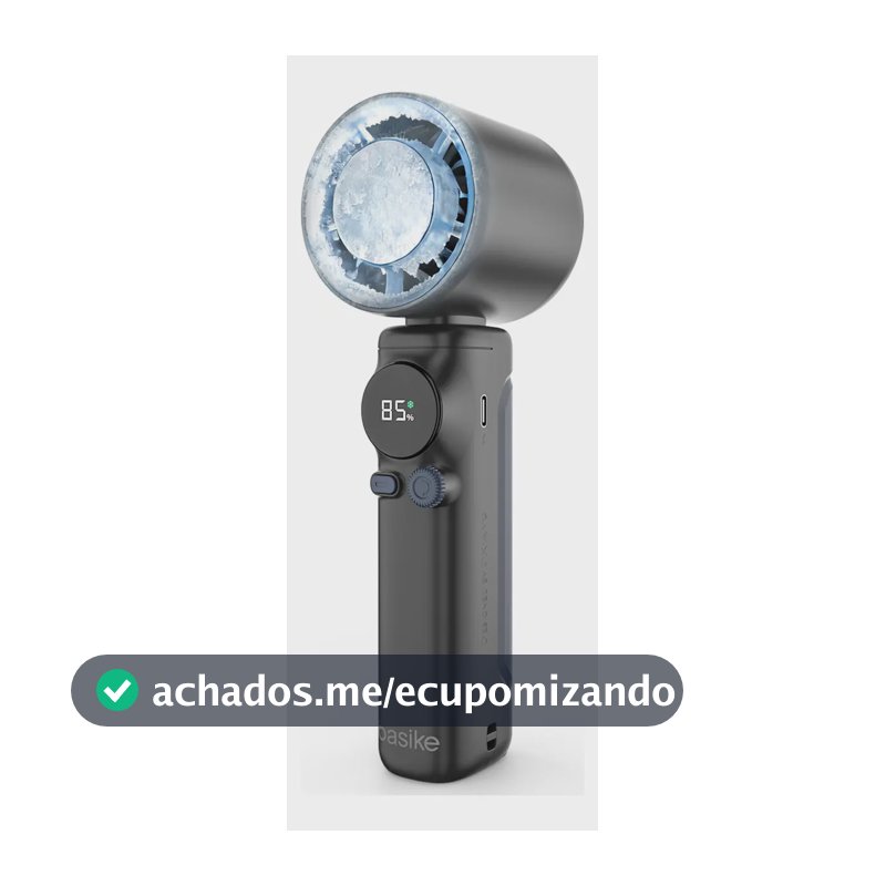 Mini Ventilador de Mão Portátil Recarregável USB com Resfriamento de Gelo 10W Alta Potência Turbo Silencioso para Verão 6000mAh，Preto