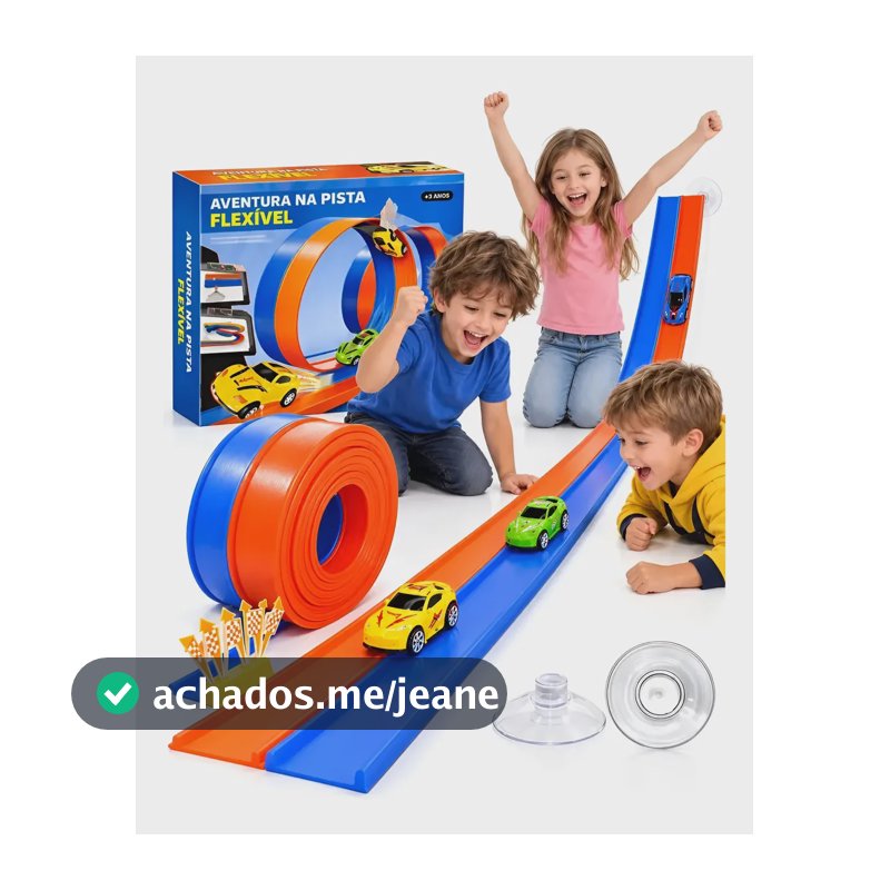 Pista Flexível 4 Metros Com 2 Carrinhos Corrida Infantil Multicolor