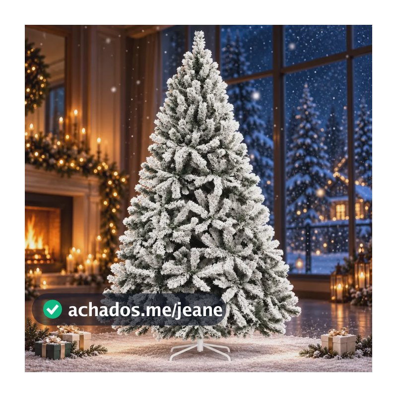 Árvore De Natal Pinheiro Nevada 2,10m 900 Galhos Premium Tradicional Grande Branca Cheia Neve Luxo Luvinco