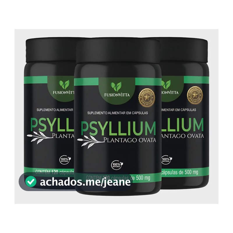 3x Psyllium 120 Cápsulas 500mg Fusionvitta Sem Sabor