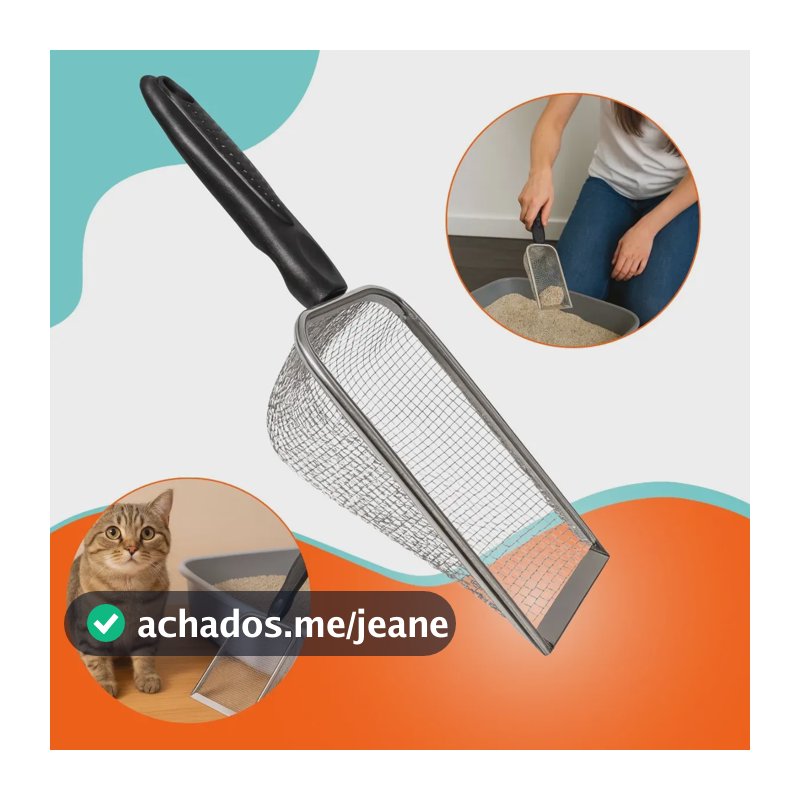 Pazinha Higiênica Coletora Pá Caixa Areia Gatos Inox Peneira Prateado Boa Dica