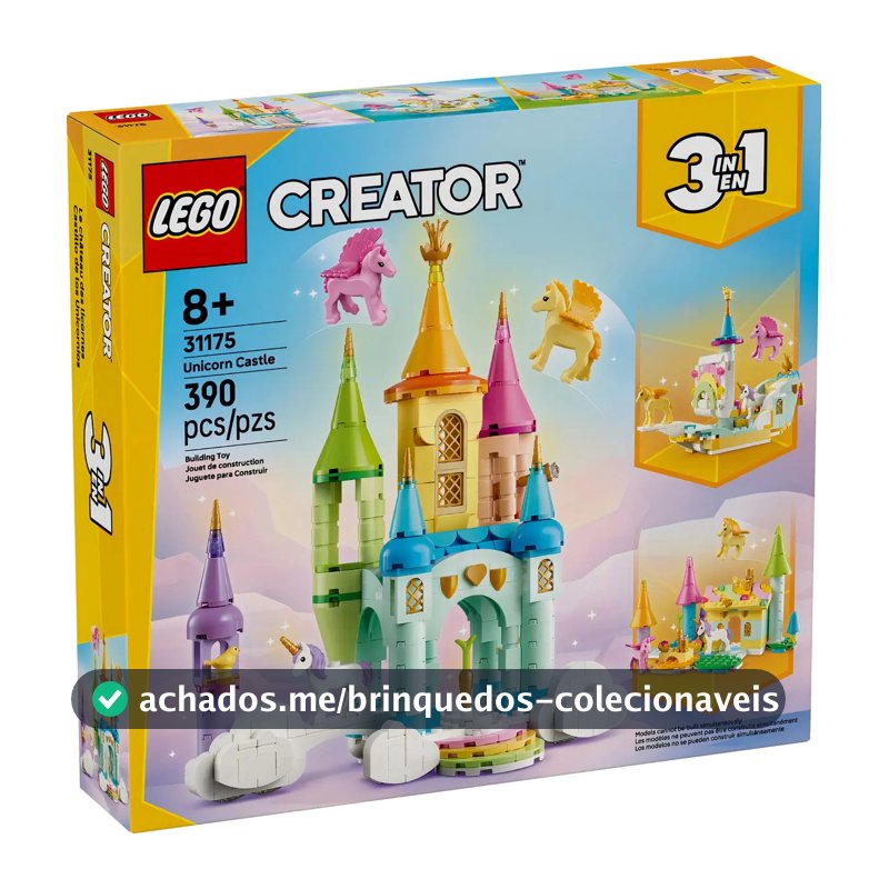 Lego® Creator 3em1 Castelo De Unicórnios; Brinquedo 31175