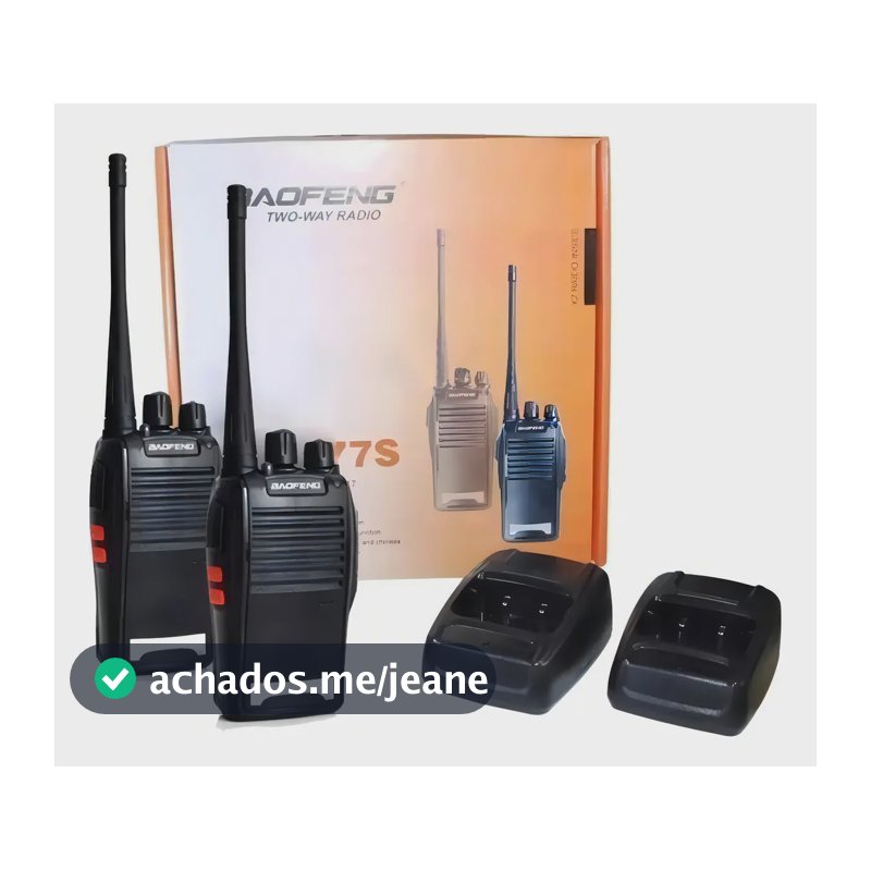 Kit 2 Walkie Talkie Bf-777s Radio Comunicador Com Fone De Longo Alcance Portátil Com Lanterna Integrada Cor Preto