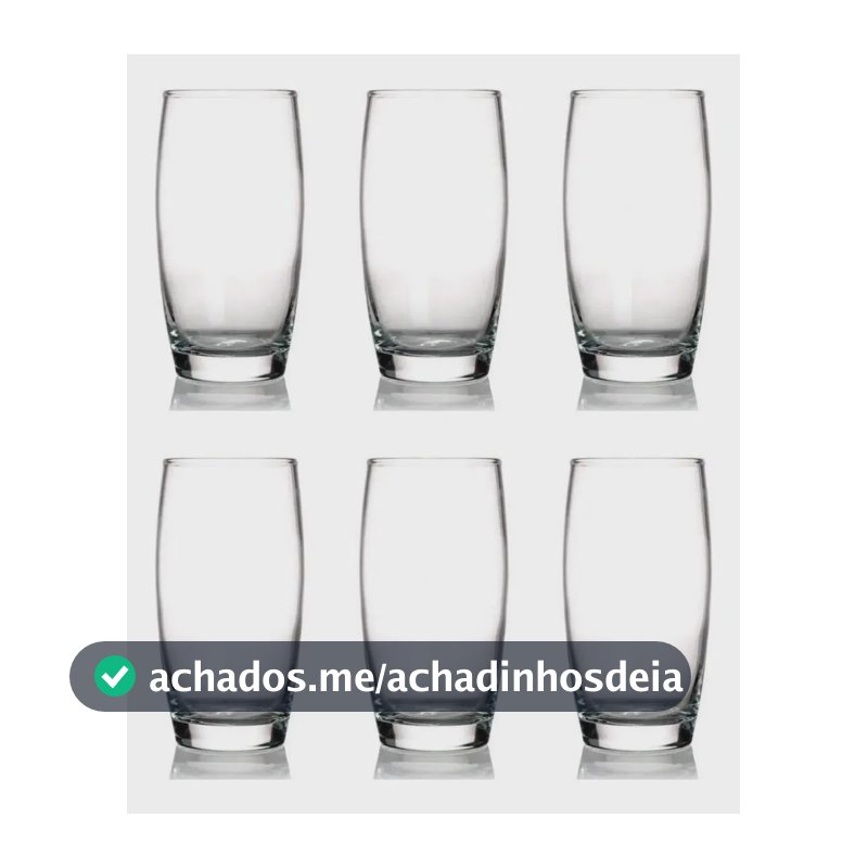 Kit 6 Copos Oca Nadir 300ml Vidro para Água e Suco
