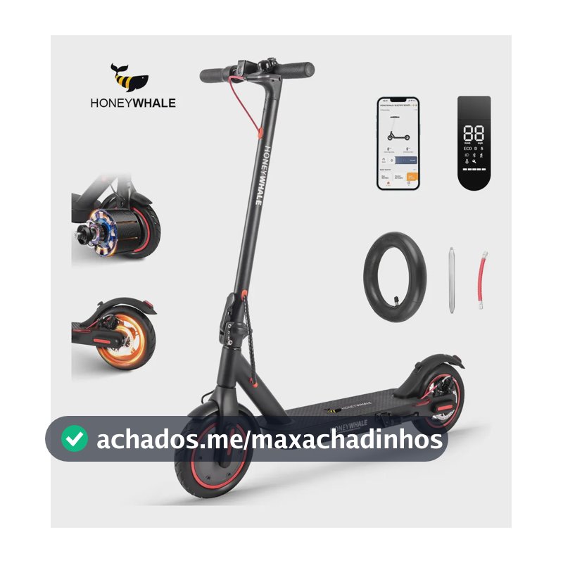 HONEYWHALE M2 Pro Patinete Eletrico Adulto, 500W Scooter Elétrica, Velocidade Máxima de 32 KM/H, 22 KM de Autonomia, Honey Whale com App Bluetooth (36V 7.8AH)